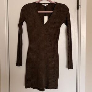 Joah Brown Brownish Green Long Sleeve Dress
